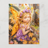 Autumn Fairy with Hedgehog Friend