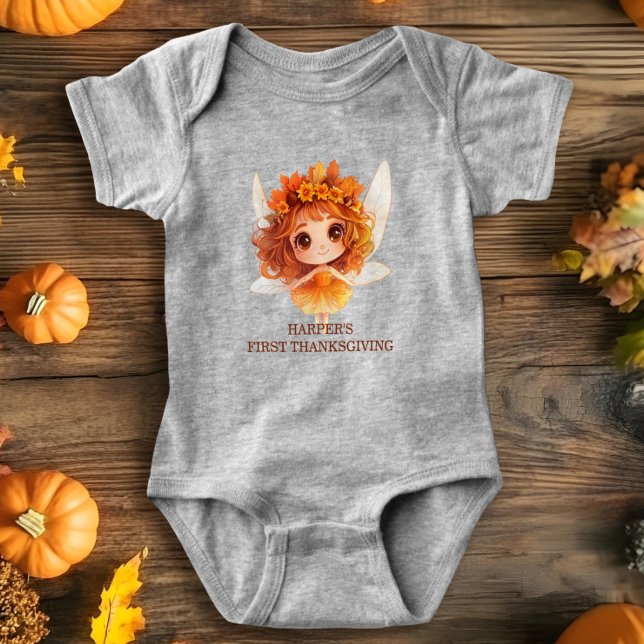 Autumn Fairy Woodland Baby Bodysuit (This stunning baby bodysuit design features soft fall colors with an illustration of an Autumn fairy)