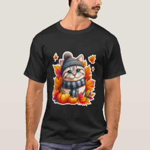 Autumn Fall American Shorthair Cat Owner Thanksgiv T-Shirt