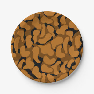 Autumn Fall Amoeba Organic Shapes Circle Orange Paper Plate