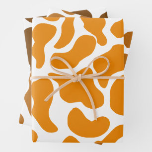 Autumn Fall Amoeba  Organic Shapes Circle Orange Wrapping Paper Sheet