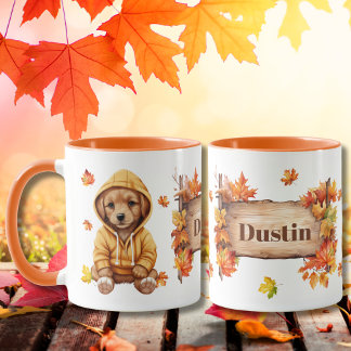 Autumn Fall Animal Adorable Dog Personalised Mug