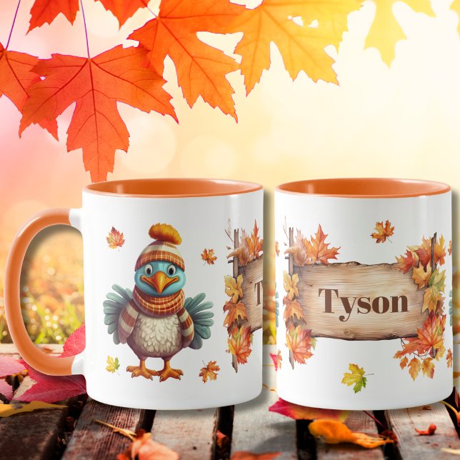 Autumn Fall Animal Adorable Turkey Personalised Mug (Creator Uploaded)