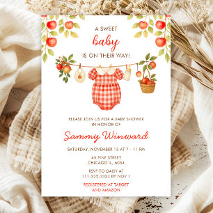 Autumn Fall Apple Clothes Line Baby Shower Invitation