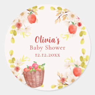 Autumn Fall Apple Gardening Baby Shower Classic Round Sticker