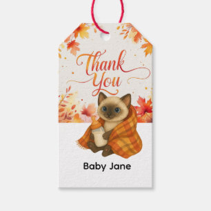 Autumn Fall Baby Shower for Cat lovers Gift Tags