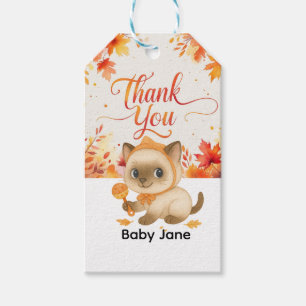 Autumn Fall Baby Shower for Cat lovers Gift Tags