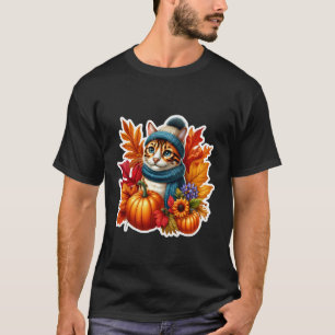 Autumn Fall Bengal Cat Owner Thanksgiving Mom Dad T-Shirt