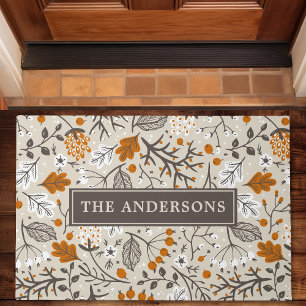 Autumn Fall Berries Leaves Branches Personalised Doormat