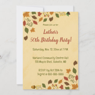 Autumn Fall Birthday Invitation