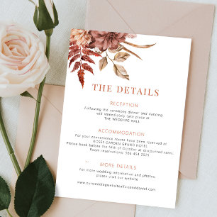 Autumn fall boho floral wedding details  enclosure card