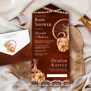 Autumn Fall Boho Pumpkin Terracotta Baby Shower All In One Invitation