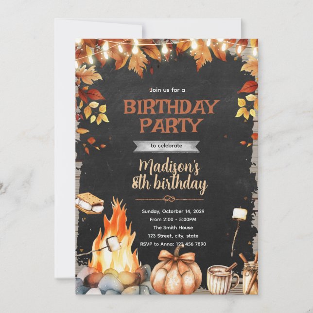 Autumn fall bonfire Party Invitation (Front)