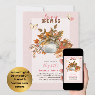 Autumn Fall Bridal Shower Tea Party Invites