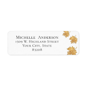 Autumn Fall Burnt Orange Watercolor Maple Leaves Return Address Label