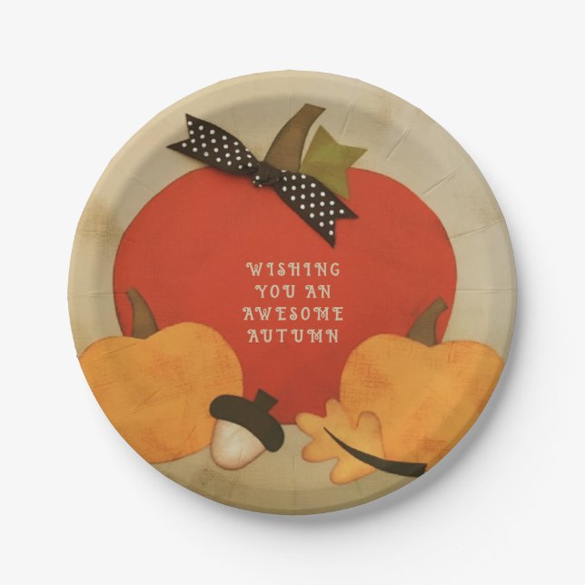 Autumn Fall Celebration Napkins Paper Plate (Front)