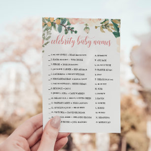 Autumn Fall Celebrity Baby Name Baby Shower Game Invitation