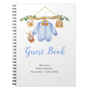Autumn Fall Clothe Line Boy Baby Shower Guest Book