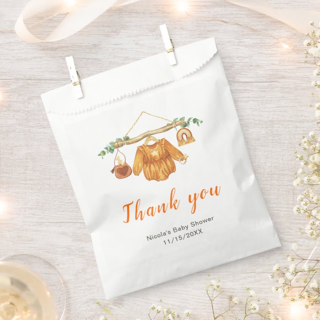 Autumn Fall Clothes Line Girl Baby Shower Favour Bag (Clipped)