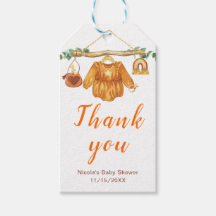 Autumn Fall Clothes Line Girl Baby Shower Gift Tags