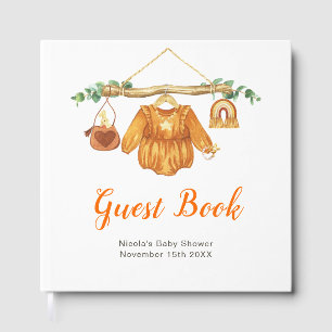 Autumn Fall Clothes Line Girl Baby Shower Guest Book
