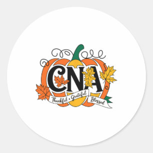 Autumn Fall Cna Thanksgiving Grateful Blessed Pump Classic Round Sticker