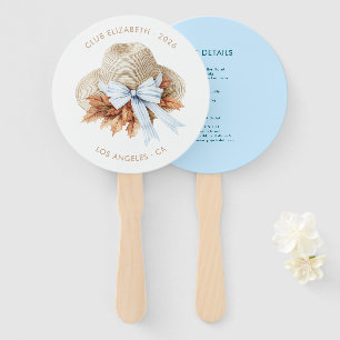 Autumn - Fall Coastal Chic Beach Club Itinerary Hand Fan