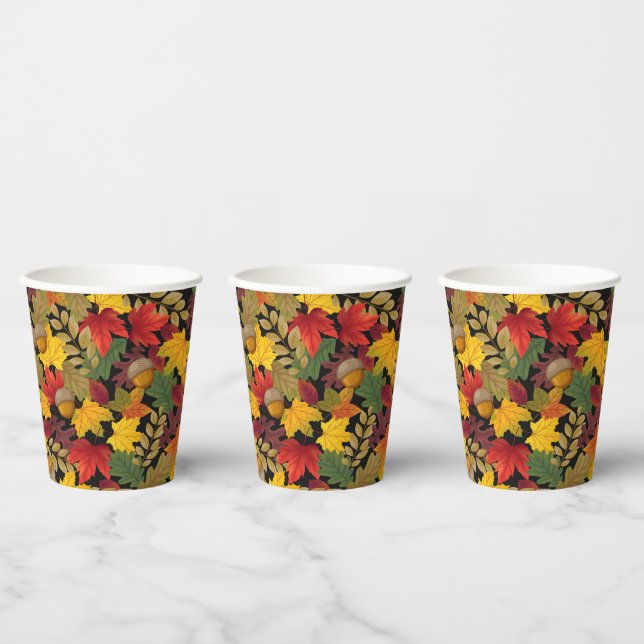 Autumn Fall Colourful Leaves  Paper Cups (Multi)