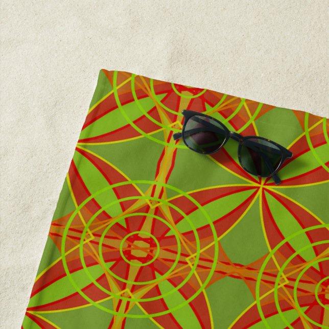 Autumn Fall Colours Abstract Geometric Design Beach Towel (In Situ)
