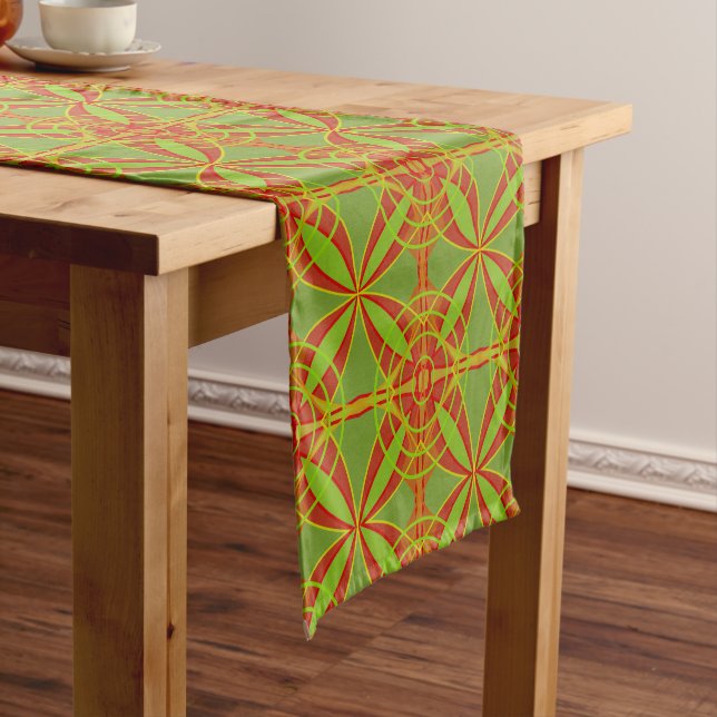 Autumn Fall Colours Abstract Geometric Design Short Table Runner (In Situ)