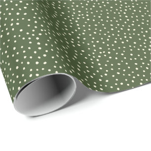 Autumn Fall colours Polka Dot Green Wrapping Paper