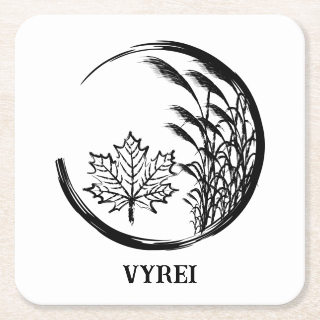 Autumn / Fall Crest Square Paper Coaster (Front)