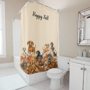 Autumn Fall Dachshund Puppies  Shower Curtain
