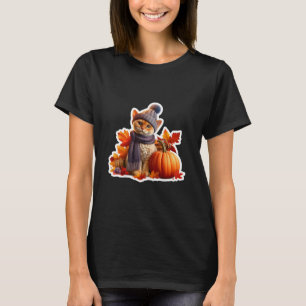 Autumn Fall Devon Rex Cat Owner Thanksgiving Mom D T-Shirt