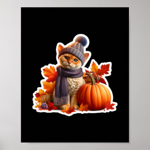 Autumn Fall Devon Rex Cat Owner Thanksgiving Mum D Poster