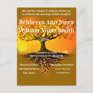 Autumn Fall Earth Tones Romantic Tree Wedding Invitation Postcard
