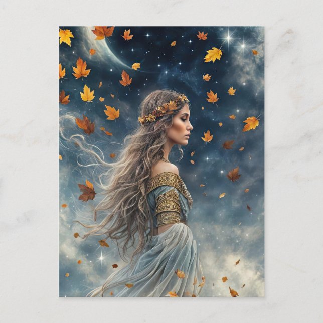 Autumn Fall Equinox Fantasy Mystical Magical Holiday Postcard (Front)