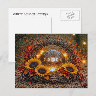 Autumn Fall Equinox Mabon Moon Phases Holiday Postcard