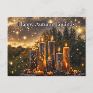 Autumn Fall Equinox Mystical Candles Holiday Postcard