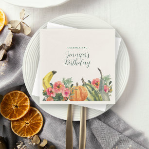 Autumn Fall Fete Colourful Pumpkins Birthday Party Napkin