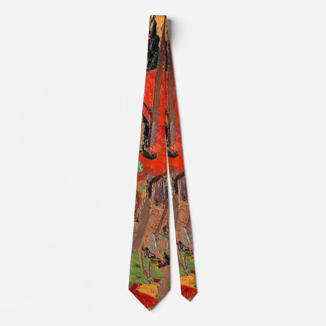 Autumn-Fall, fine art by Tom Thomson, Tie (Front)
