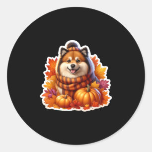 Autumn Fall Finnish Lapphund Dog Owner Thanksgivin Classic Round Sticker