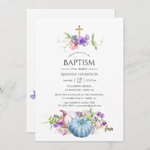 Autumn - Fall Floral Baptism Invitation