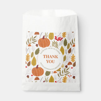 Autumn fall floral birthday pink leaves pumpkins favour bag