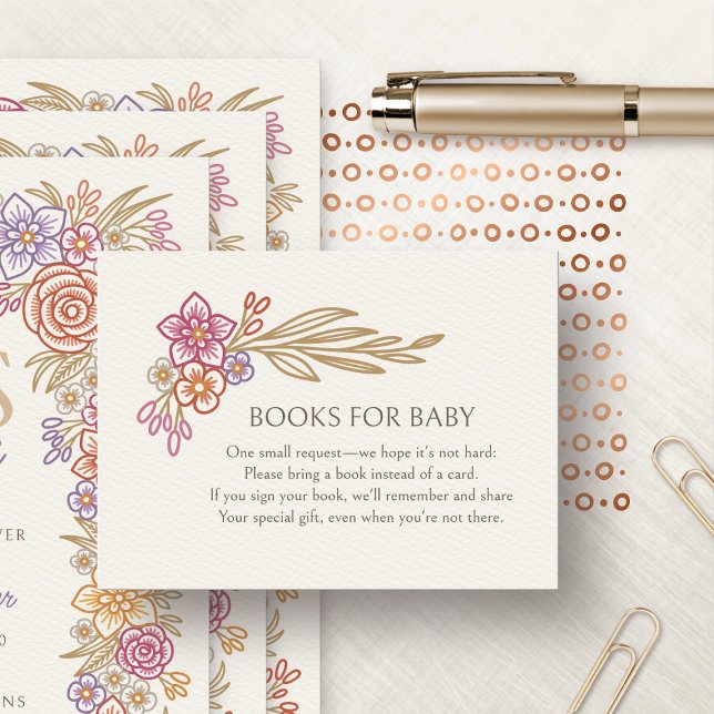 Autumn Fall Floral Books Baby Shower Enclosure Card (Creator Uploaded)