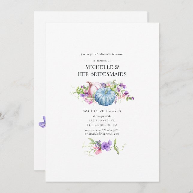 Autumn - Fall Floral Bridesmaids Luncheon Invitation (Front/Back)