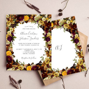 Autumn fall floral budget wedding invitation