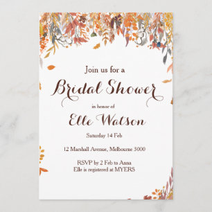 Autumn Fall Floral Chic Bridal Shower Invitation
