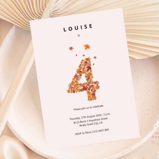 Autumn Fall Floral Garden 4th Birthday Aesthetic Invitation (Creator Uploaded)