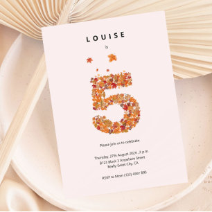 Autumn Fall Floral Garden 5th Birthday Aesthetic Invitation